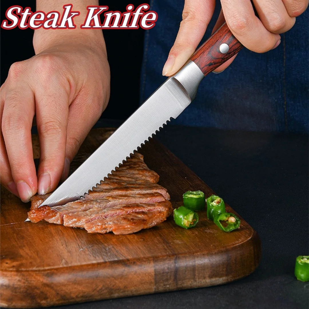 

Нож для стейка Нож для резьбы Тонкий настольный нож Западный нож Ручка из сандалового дерева Кухонные принадлежности