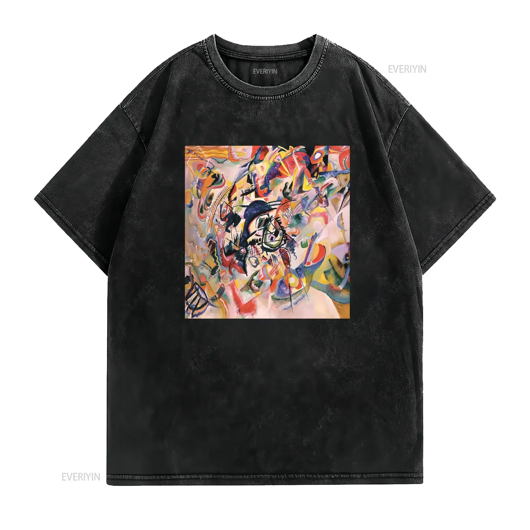Composition VII Wassily Kandinsky Painting T Shirt Art Abstract Geometric for Her Him Lover vintage Washed streetwear Stylish