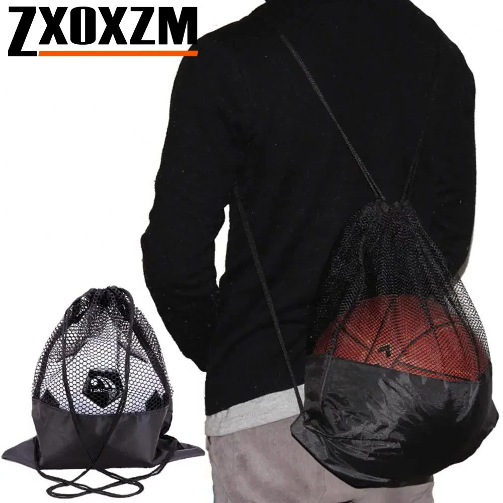 

Mesh Crossbody Sling Sackpack Single Ball Storage for Volleyball Soccer Rugby Football Gym Sport Bag Organizer
