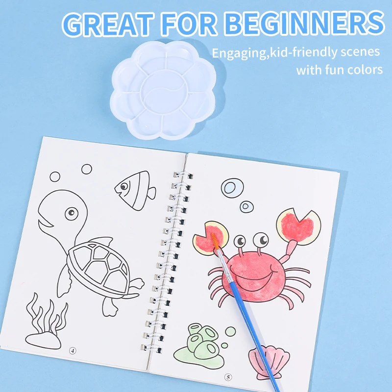 สมุดระบายสีน้ำแบบ 4 เล่ม ชุดหนังสือระบายสีสำหรับเด็ก ของเล่นวาดภาพ ระบายสีสัตว์และไดโนเสาร์ สมุดระบายสีน้ำ