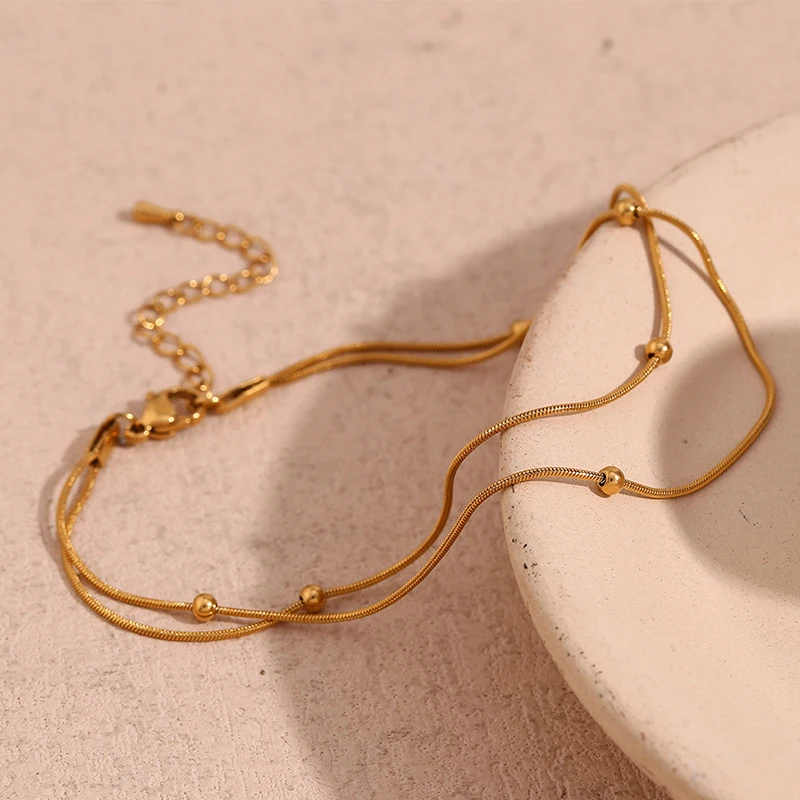

ROXI | Gold Charms Bracelets for Women Stainless Steel Beaded Jewelry Gift Classic Style Handmade