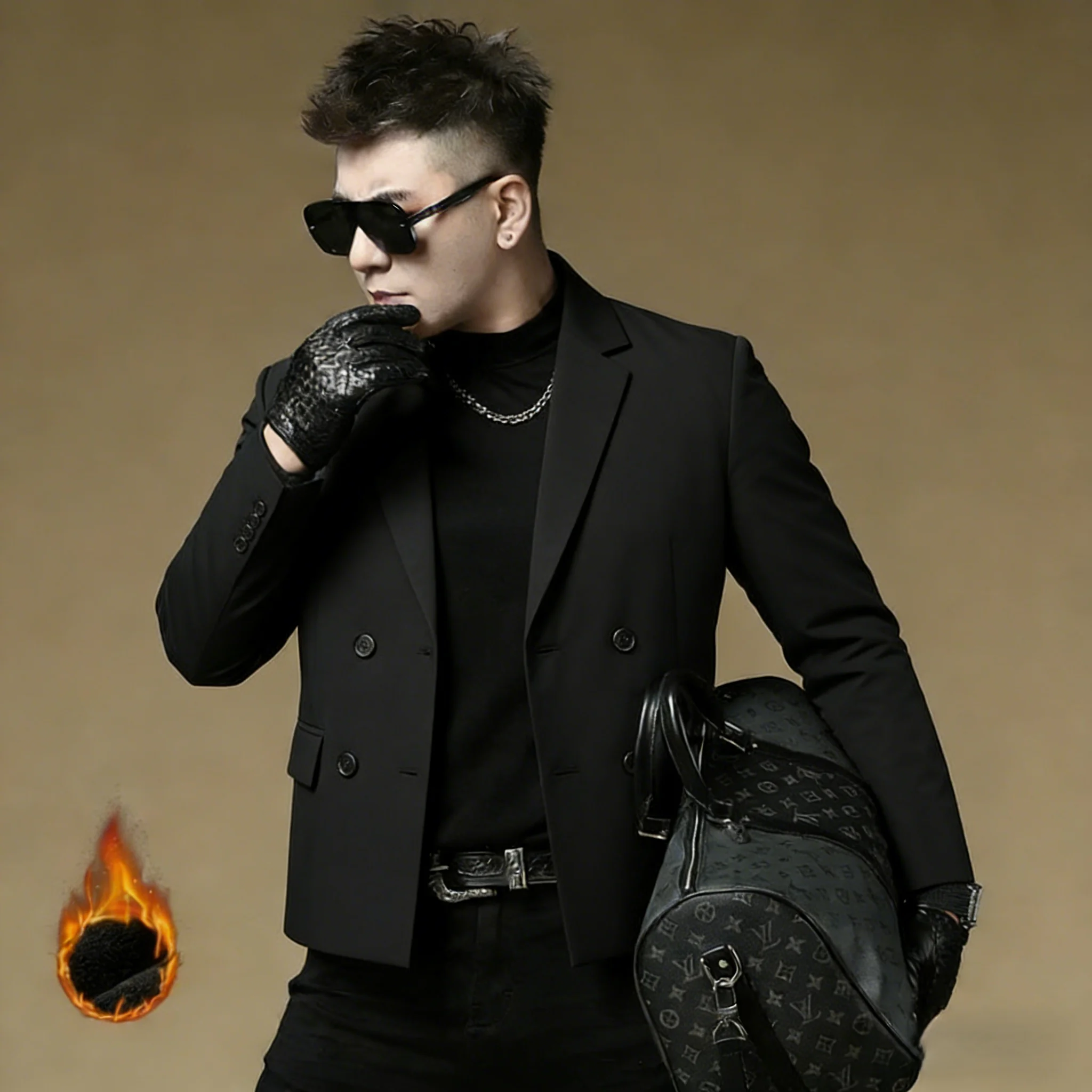 

Bla ort Men's down Jaet Busin Sle Double Breasted Suit Collar Design Waterproof Polyester Fiber Casual Wear