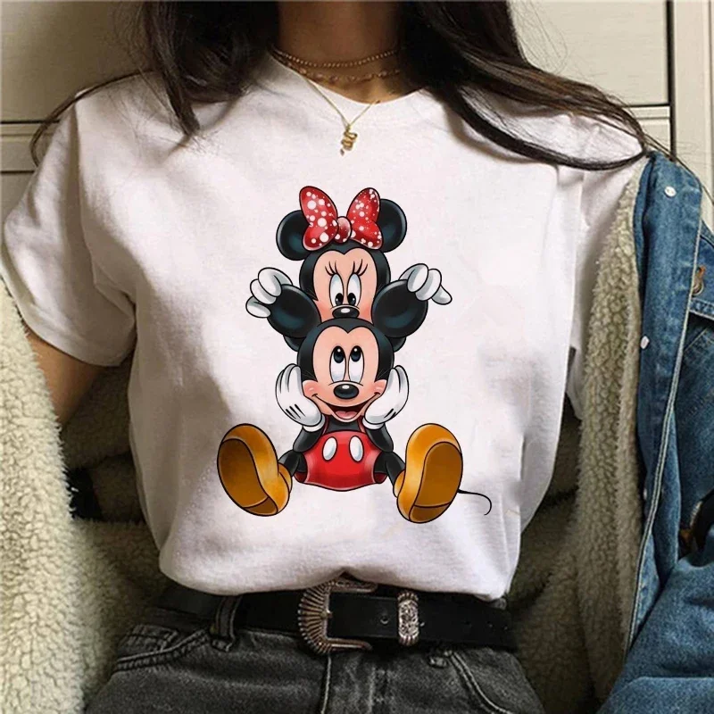 90s Y2k Mickey Print T-shirts for Women Fashion Minnie Mouse T Shirt Streetwear Female Clothes Kawaii Disney Tshirt