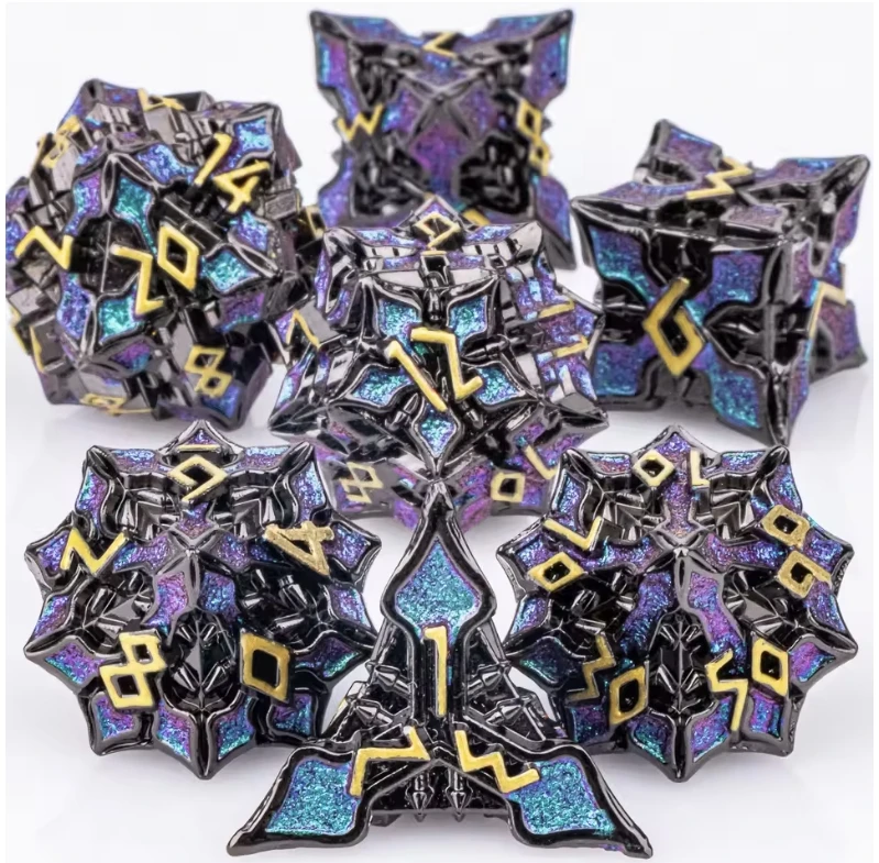 7 قطعة DND مجموعة نرد معدنية MTR نرد متعدد السطوح للزنزانات والتنينات لعب الأدوار ألعاب D & D مجموعة نرد Dnd الهدايا