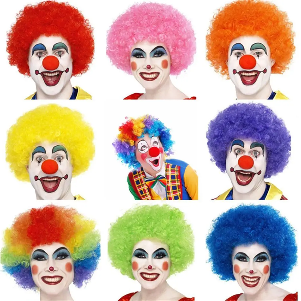 Rainbow Fancy Party Football Fans Wigs Clown Props Adult Kids Funny Wig Synthetic Wigs Cosplay Hairs Costume Party