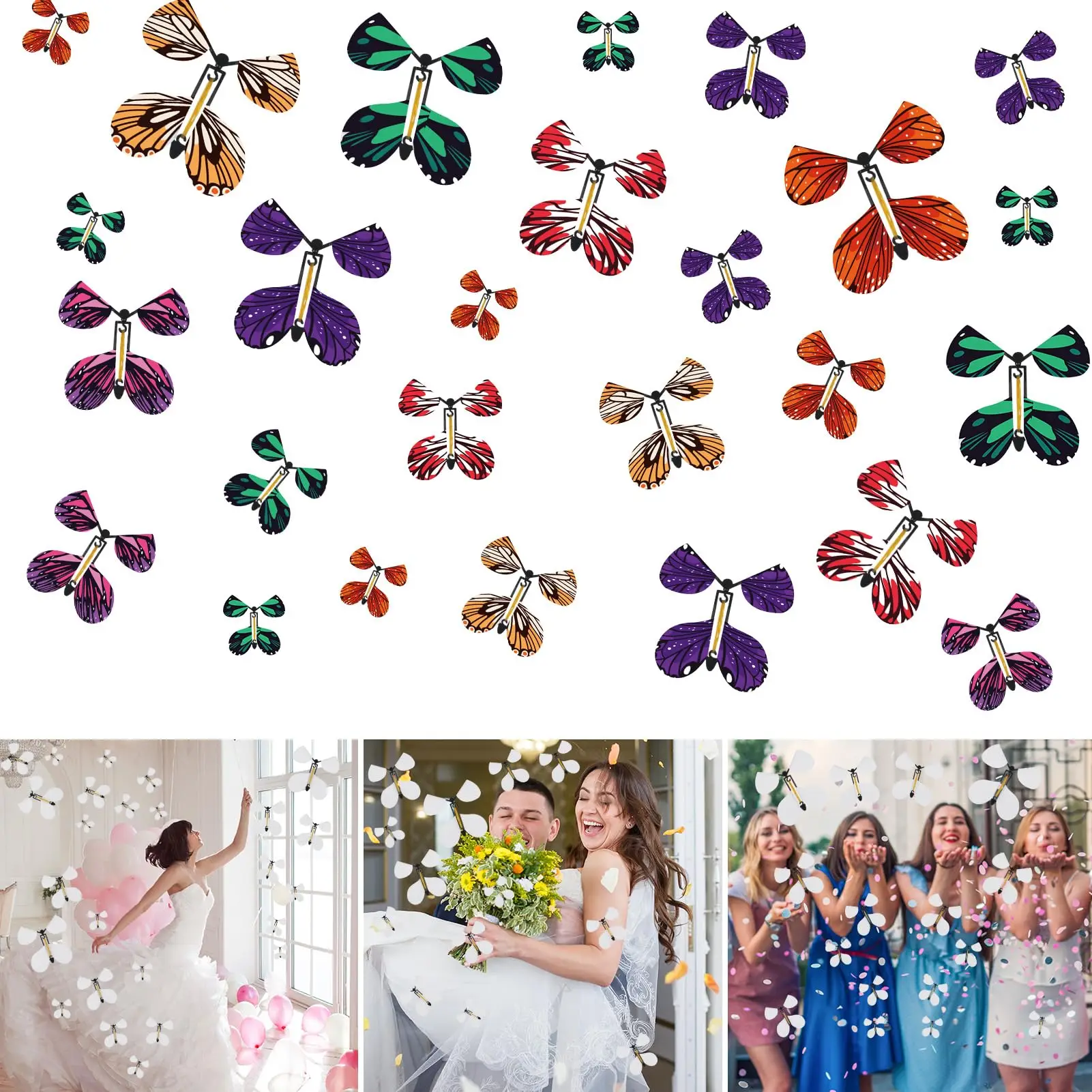 Flying Butterfly White DIY Magic Flying Butterfly Wings Painted Surprise Gift for Wedding Birthday party Anniversary decoration