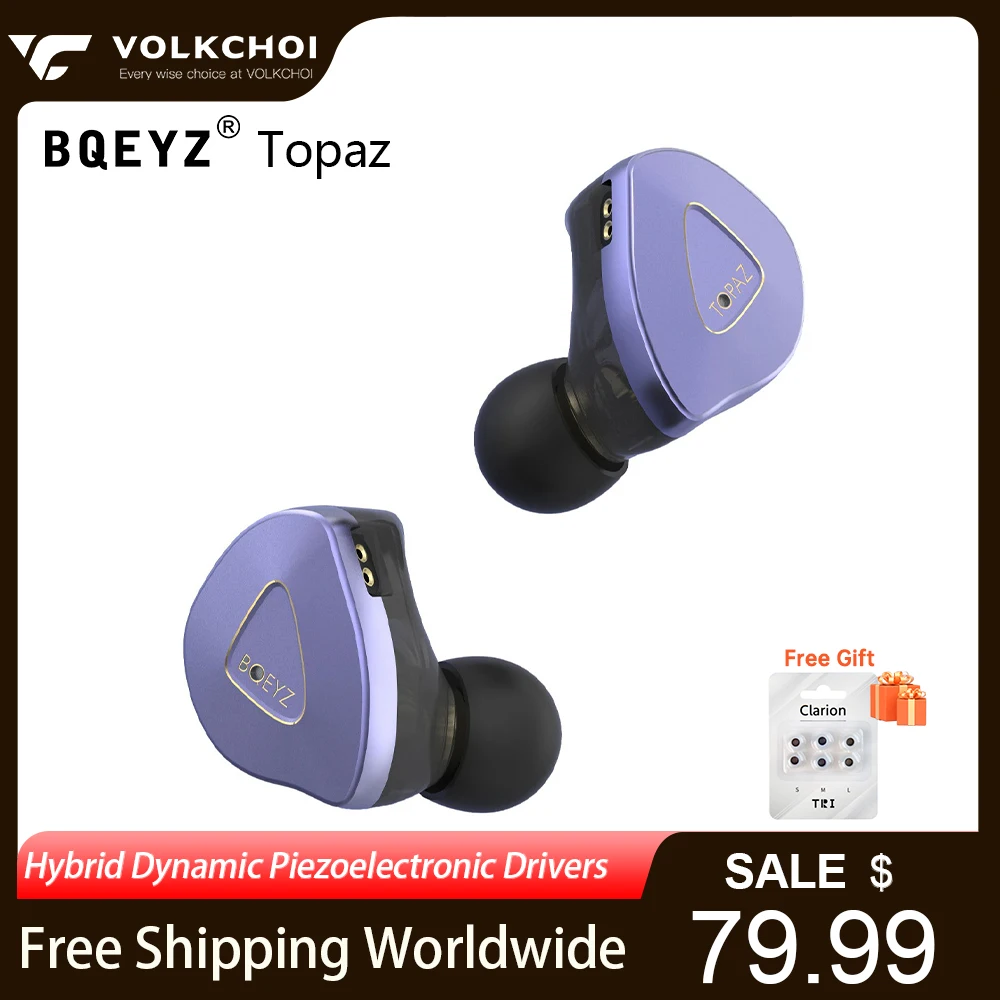 

BQEYZ Topaz In-ear Earphone Dynamic Piezoelectronic Drivers Monitor with Replaceable 0.78 Upgrade Cable Earbuds