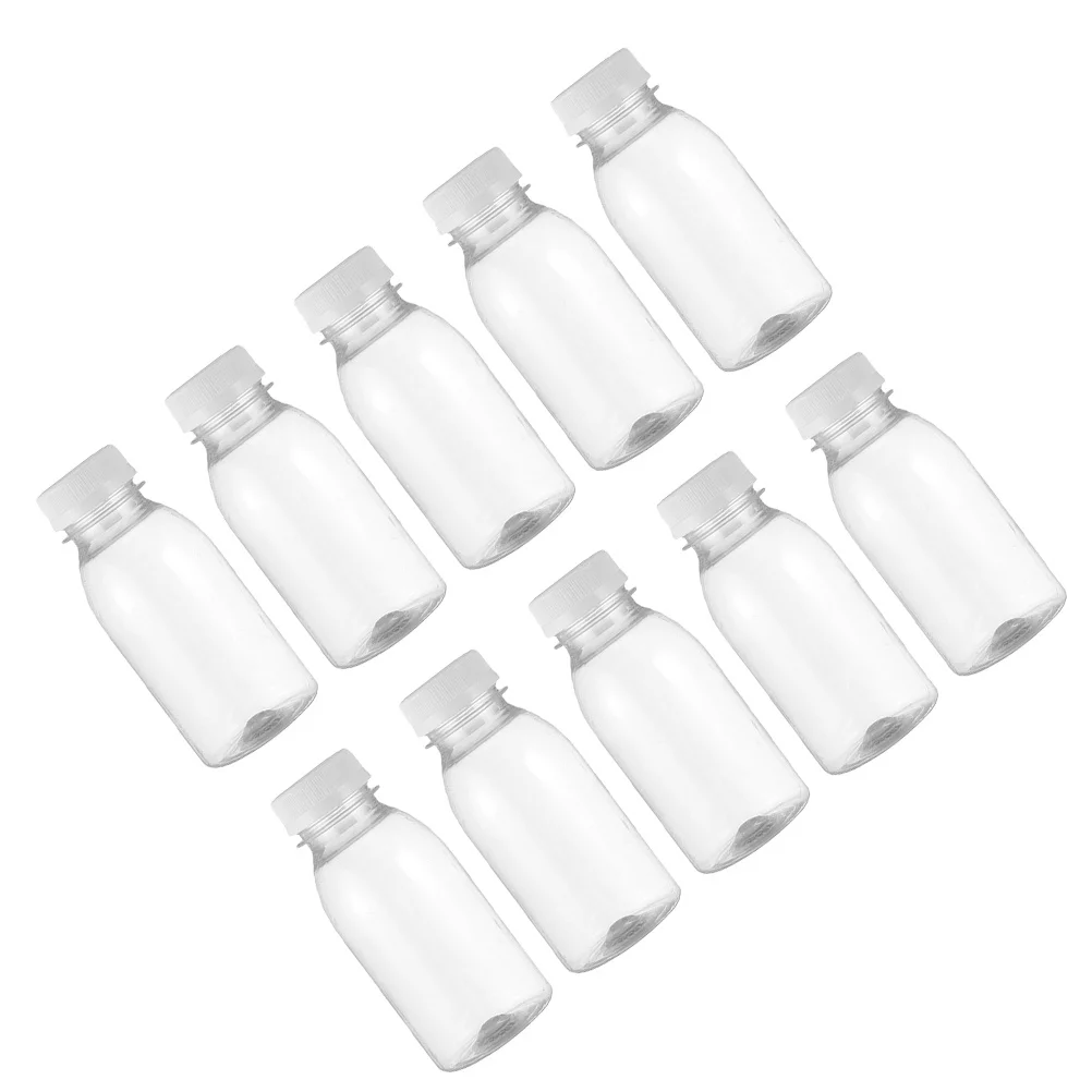 

20pcs Plastic Milk Bottles Transparent Food Grade Leakproof For Milk Juice Storage Clear Beverage Containers Travel
