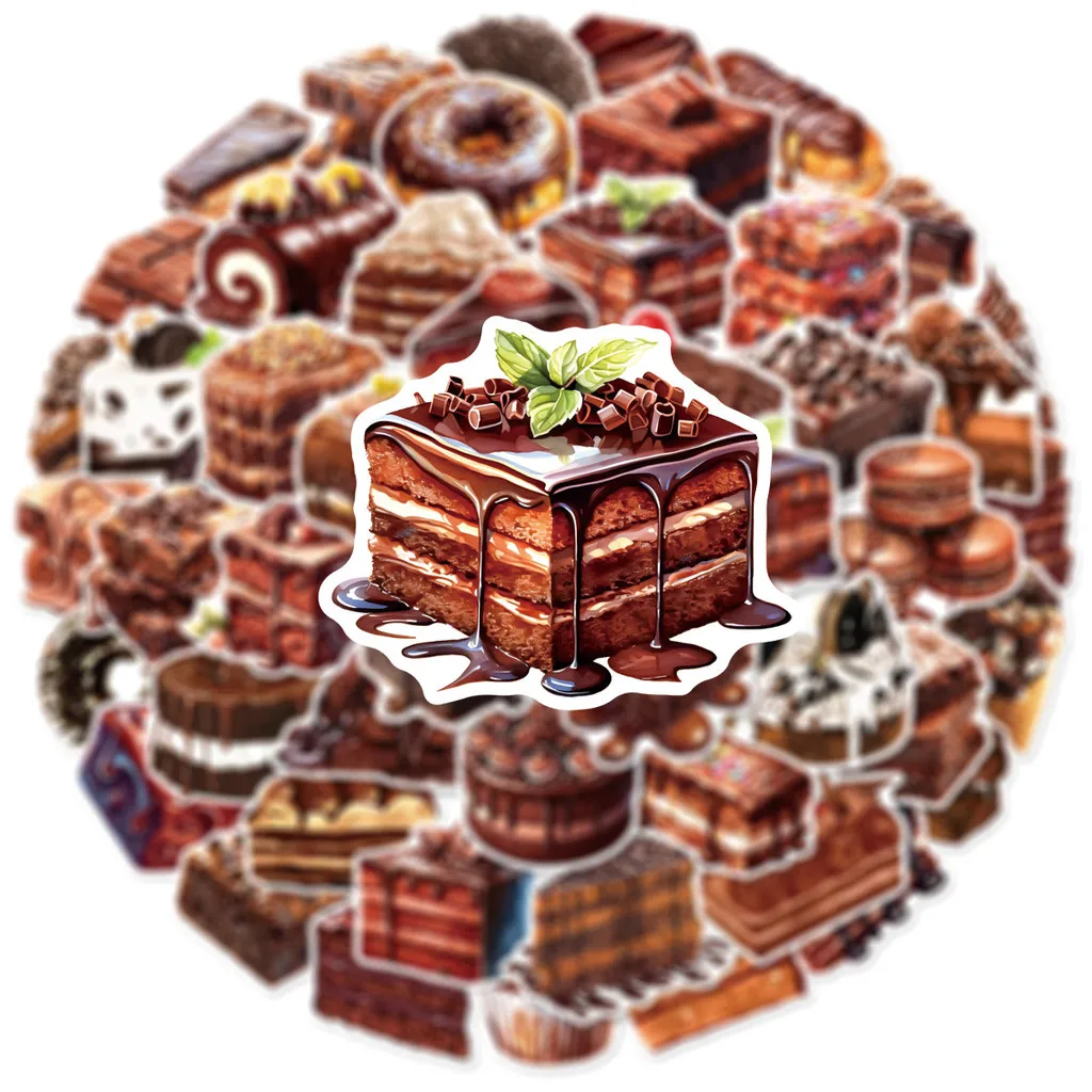 50 Pcs Chocolate Cake Dessert Graffiti Stickers - Waterproof Decor Decals for Water Cup Phone Case & Backpack AnimeWorlds Store