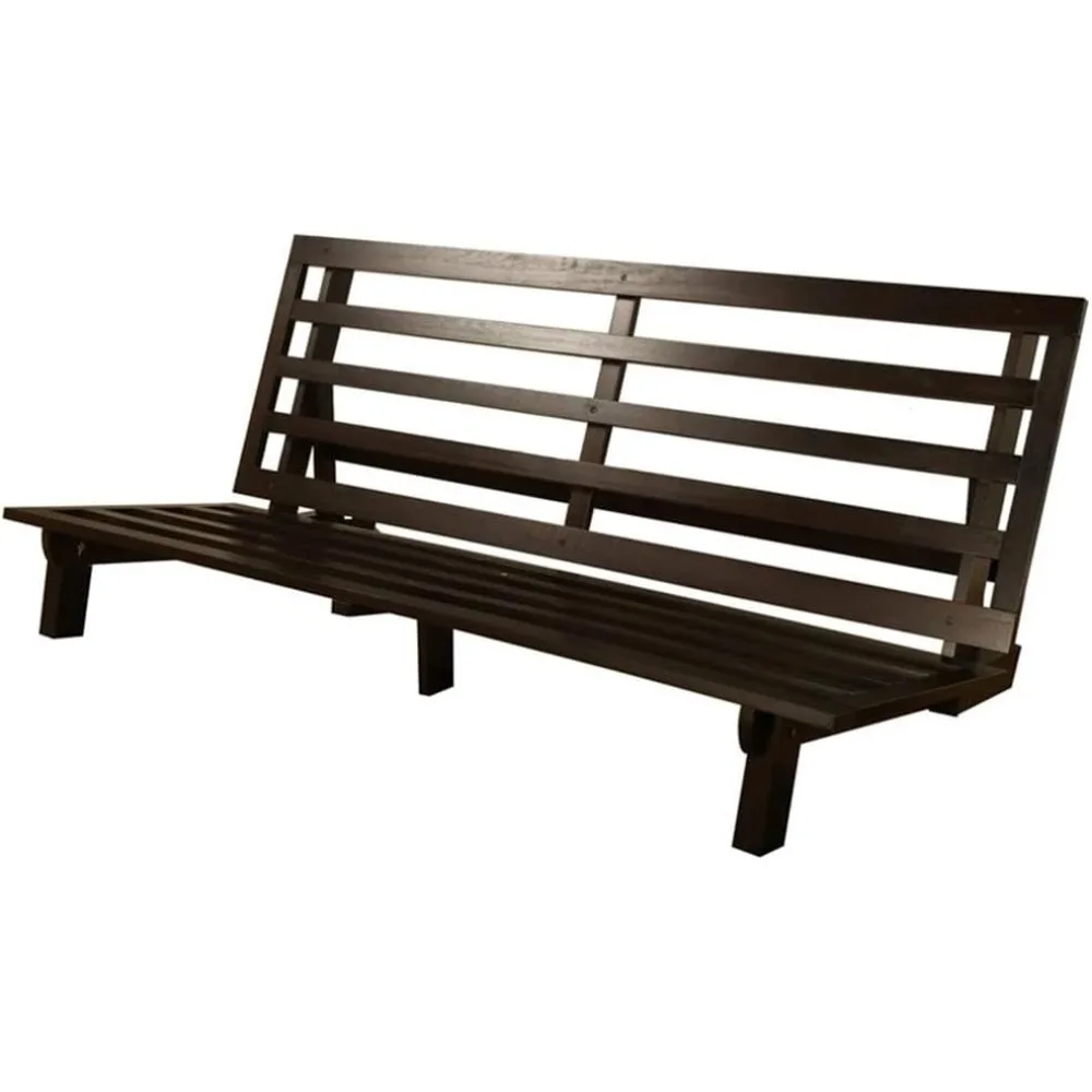 

Carson 75" Traditional Full-Size Wood Futon Frame, Solid Pine Construction, Assembly Required, in Java Brown Finish