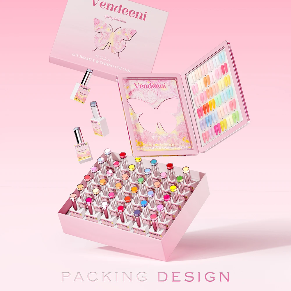 Vendeeni 36 Farben/Set Frühlings-Candy Einfarbiger Gel-Nagellack TPO HEMA-FREI Hochpigmentierter UV-Soak-Off-Gel-Lack mit Display – Detail 11