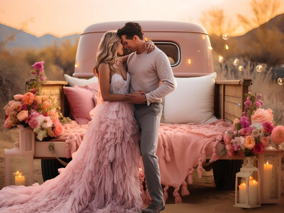 Mehomond Fotografie Hintergrund Valentinstag Boho rosa Blumen Auto Kinder Geburtstag Hochzeit Porträt Dekor Hintergrund Fotostudio