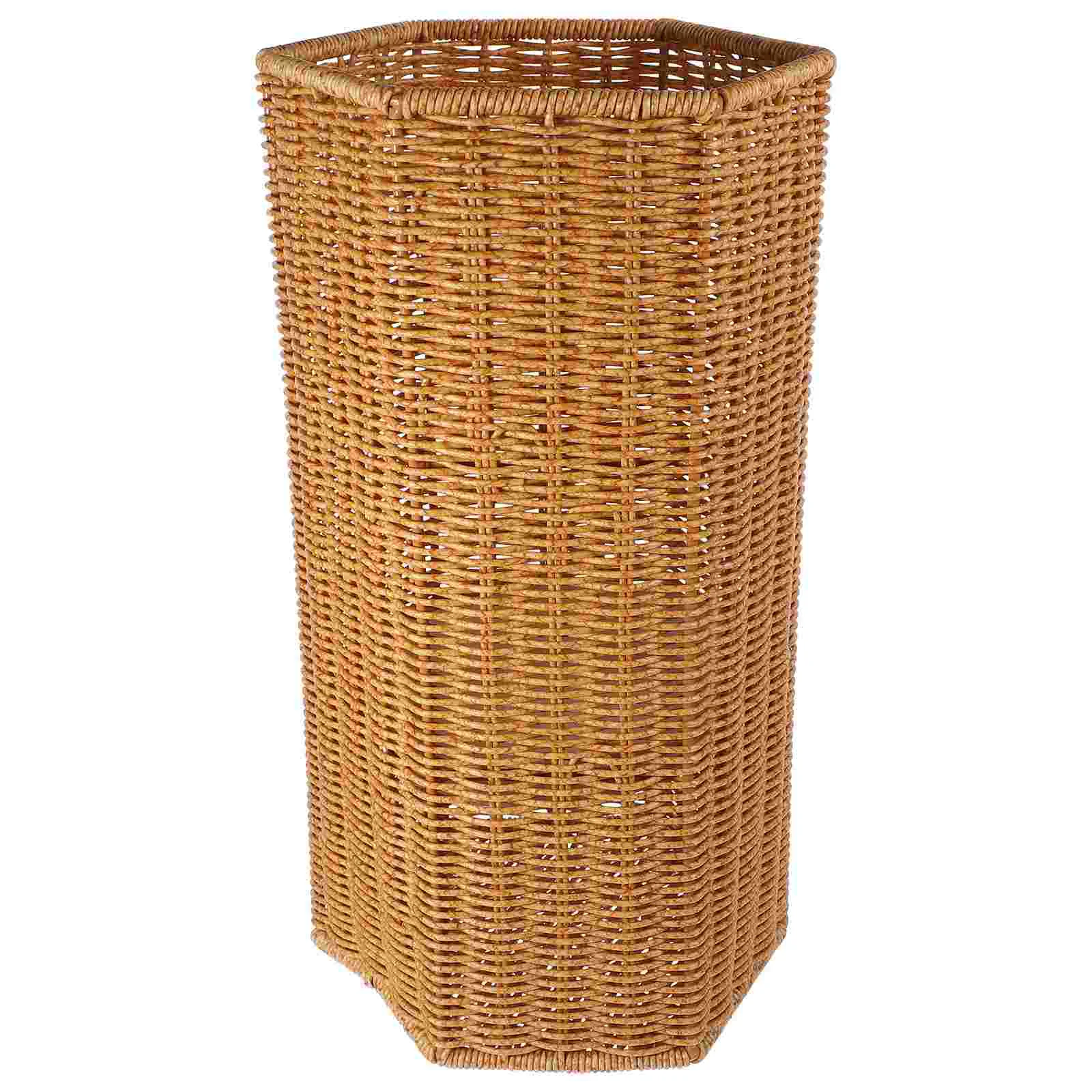 

Imitation Rattan Umbrella Stand Bucket Home Storage Basket Baskets Rv Woven Rain Holder for Office Artificial Garbage Can