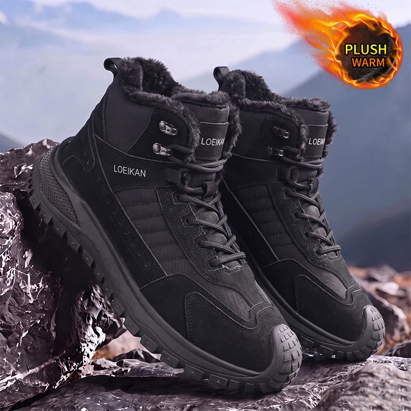 LOEIKAN Herren High-Top-Arbeitsstiefel mit drehbarer Schnalle, breiter Zehenbox, Freizeitschuhe, modische Jagd- und Trekkingschuhe für den täglichen Gebrauch – Detail 13