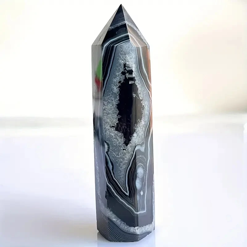 1pc Natural Black Agate Crystal Tower,Natural Stone for DIY, Home Decor Unique Gifts - view 6