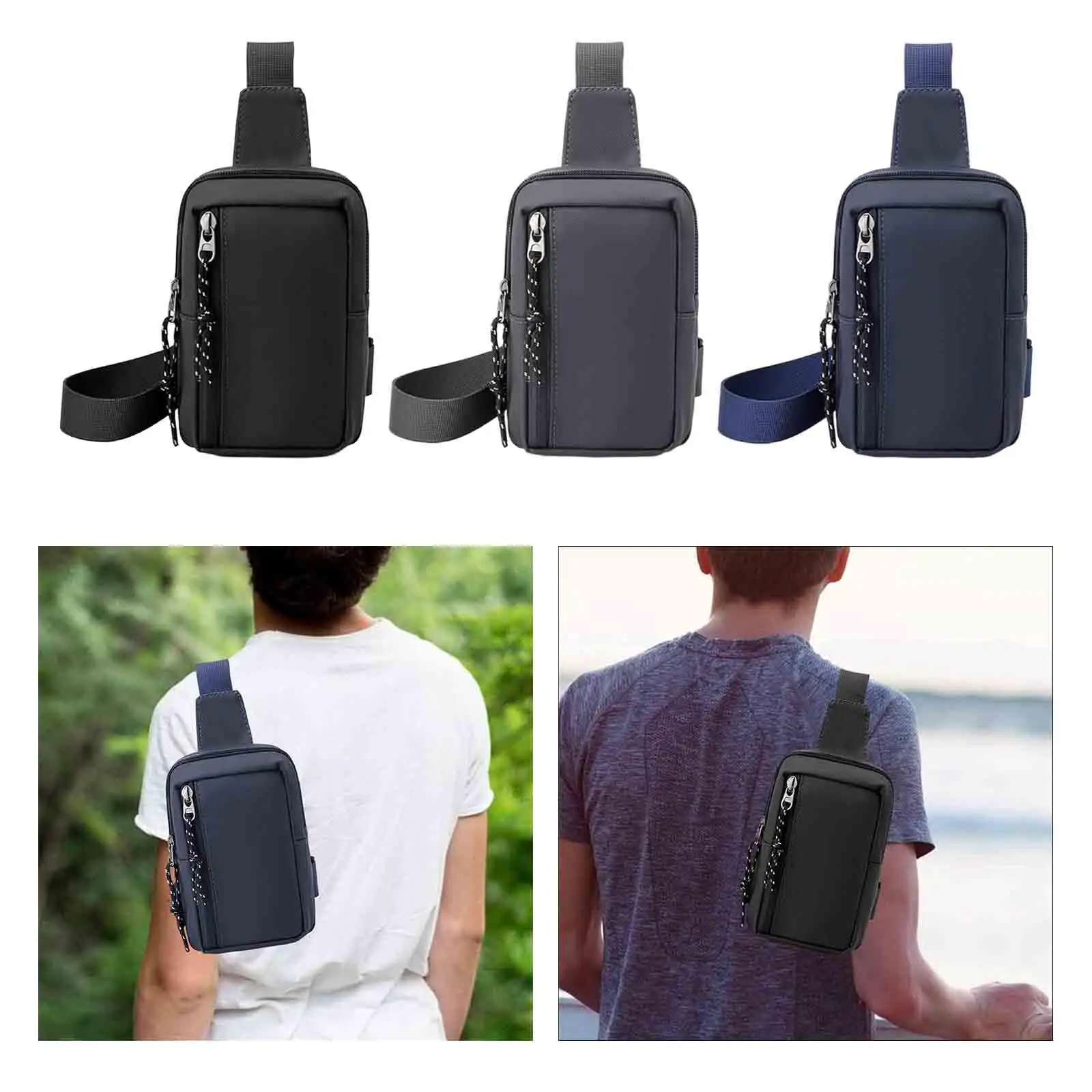 Bolsa no peito com zíper para homens, bolsa para equitação, esportes ao ar livre, camping