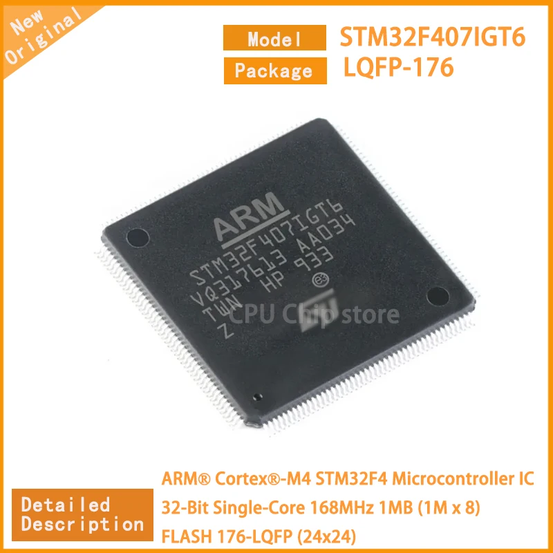 5Pcs/Lot  New Original  STM32F407IGT6 STM32F407 STM32F4 Microcontroller IC 32-Bit Single-Core 168MHz 1MB (1M x 8) 176-LQFP