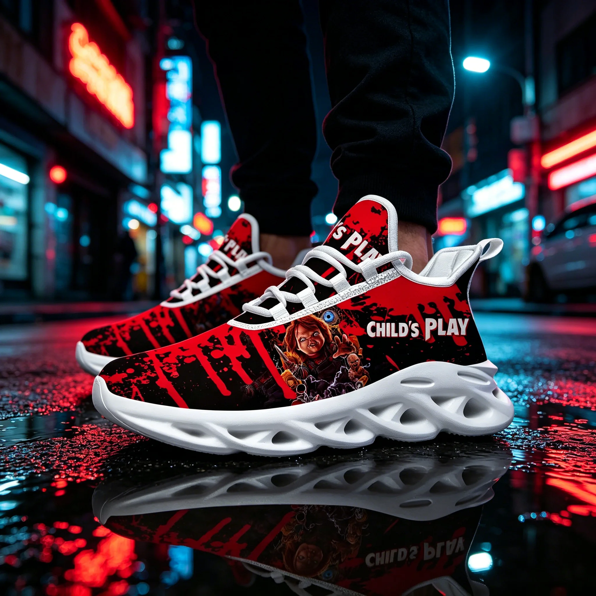 

Childs Play Horror Theme Low Top Sneakers, Unique Movie Art Printing, Portable Light Shoes, All Season Casual