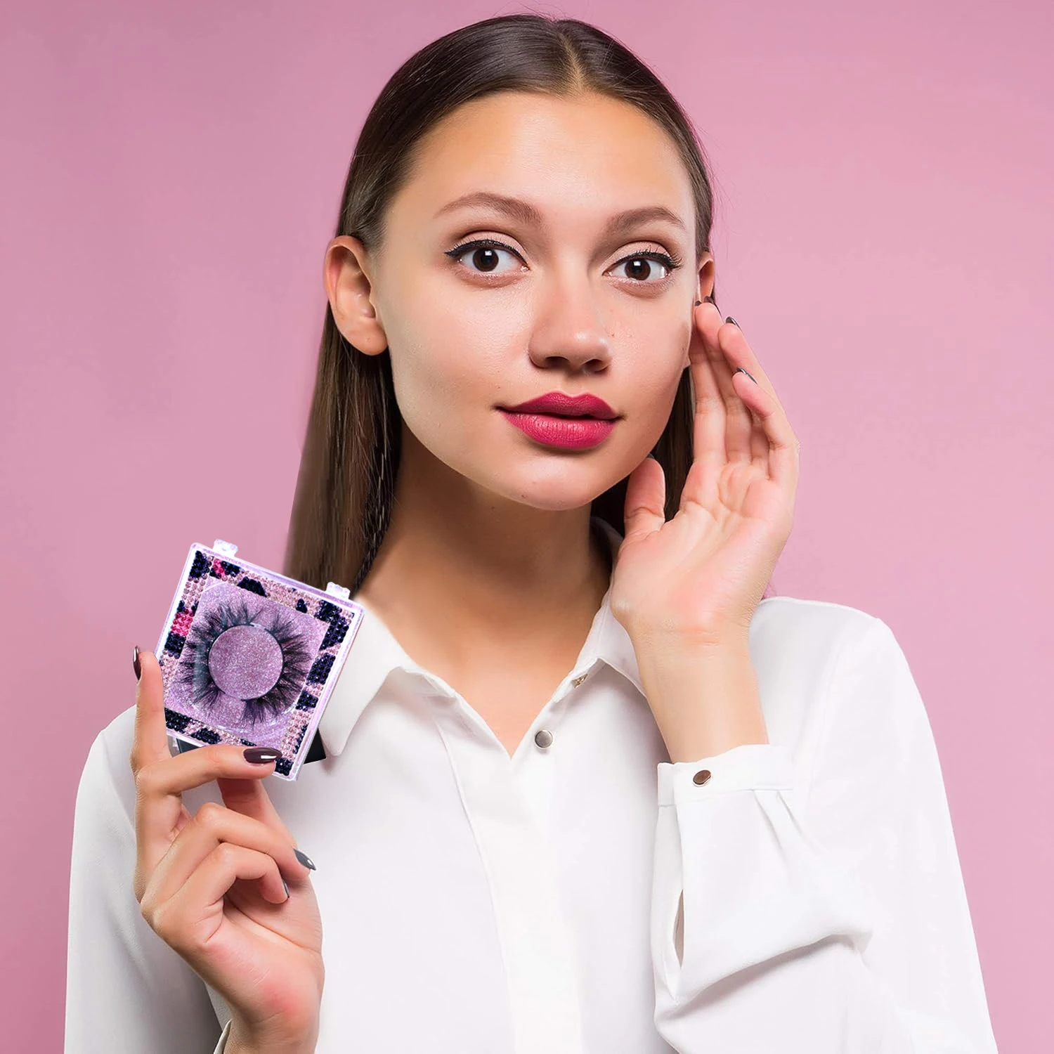 20-100Pcs Round Eyelash Tray Holder Plastic Eye Lash Trays Lid for False Eyelash Case Empty Holder Box Packaging Box Container