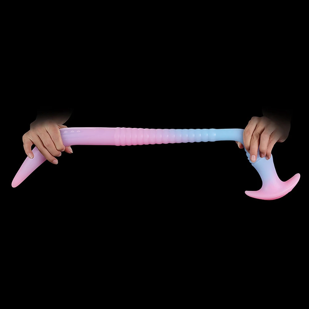 Night Glow Eel Extra Long Anal Plug Mix Colorful Colors Noctilucent Light Soft Silicone Material Masturbation Anal Dilator Toys