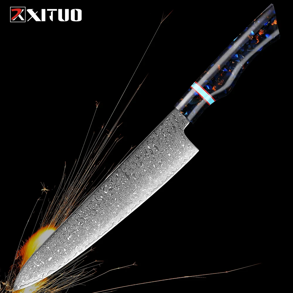 

XITUO 8inch Damascus Steel Chef's Knife 67-ply Japanese VG10 High Carbon Stainless Steel Sharp Kitchen Slicing Chopping Sushi Kn