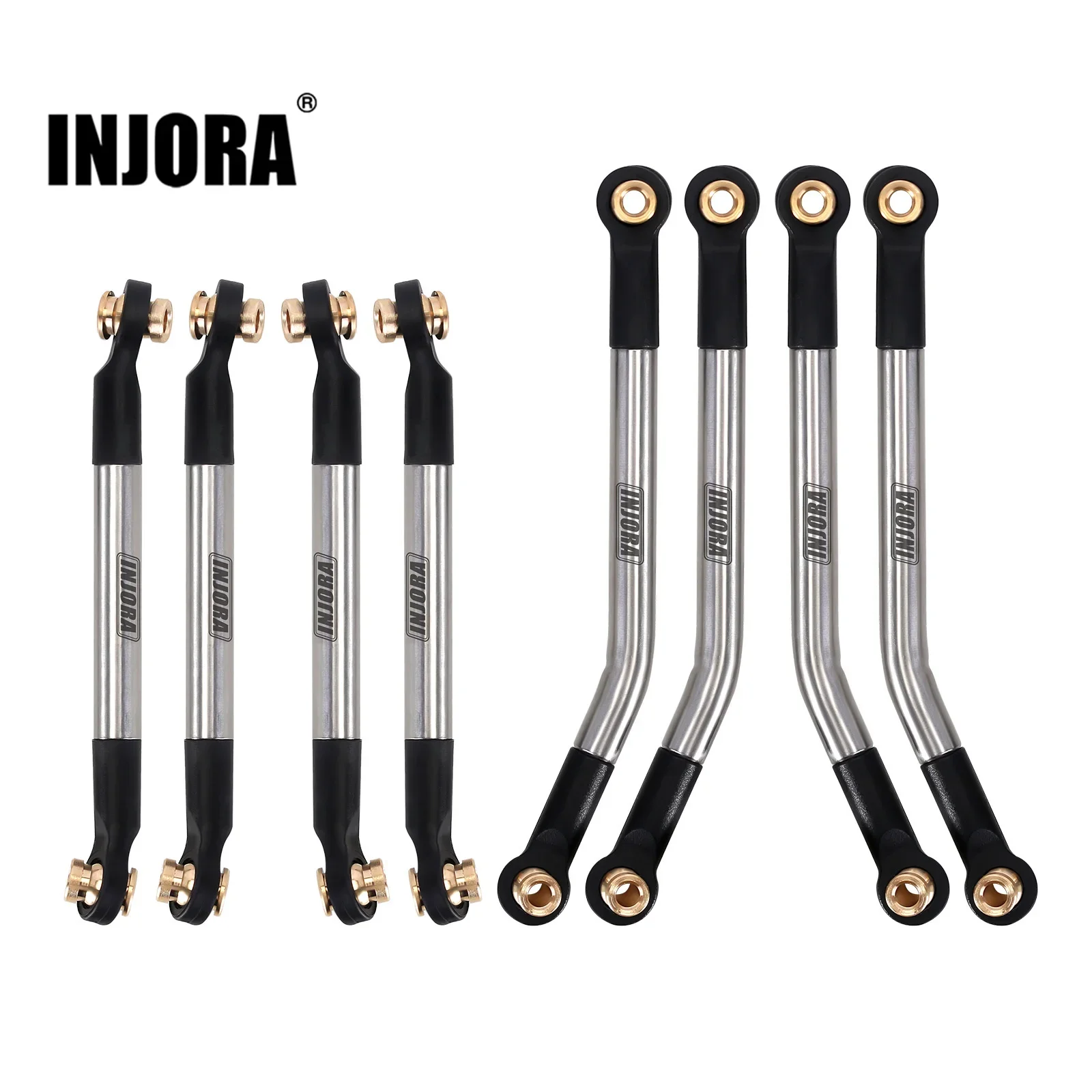 INJORA Stainless Steel High Clearance 4 Links Set for 1/18 RC Crawler FMS FCX18 LC80 Upgrade (FCX18-02)