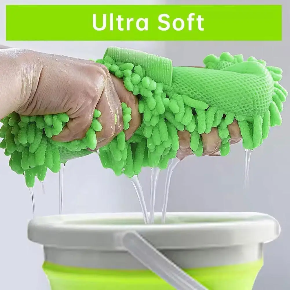 1/2 قطعة قفازات إسفنجة غسيل السيارات سوبر ماصة ستوكات الشنيل المحمولة تنظيف E-الدراجة أداة غسل مجاني قفاز خدش Aut F0V1 #2