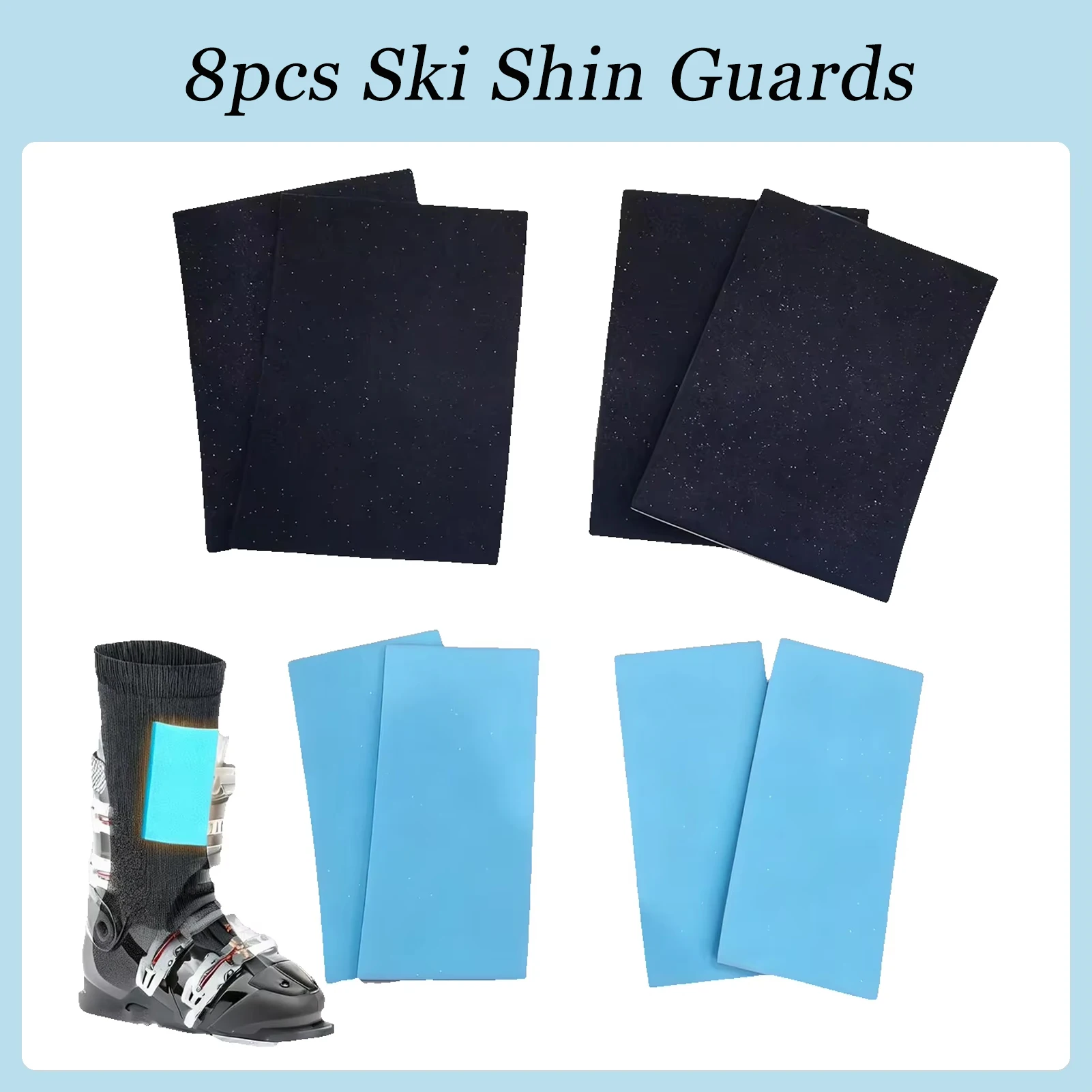8pcs Ski Shin Guard Set, Thicken Knee Calf Protector Pads for Ski Snowboard, Full Leg Armor for Winter Training Competition