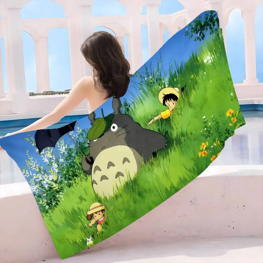 Kawaii T-Totoro Anime Bath Towel Microfiber Soft Water Absorbing Breathable For Girl Kids Decorative Cartoon Beach Towel