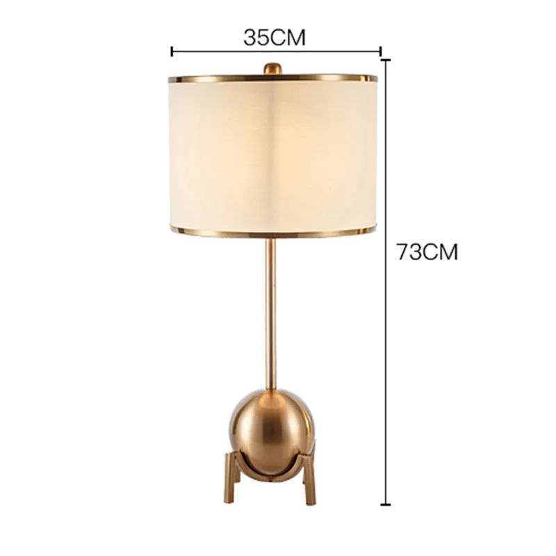 SGROW Modern Metal Ball Base Table Lamp For Bedroom Living Room Study Art Decoration Desk Lamparas Fabric Lampshade Lights