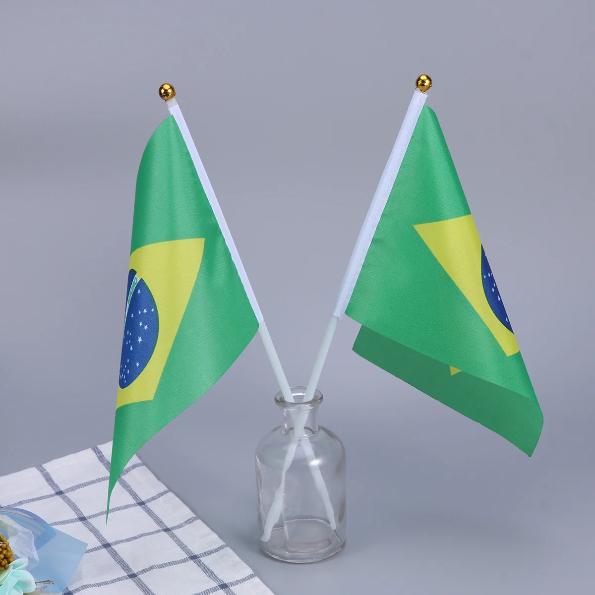 20 قطعة باليد الصغيرة البرازيل العلم على عصا أعلام الدولة الدولية للحزب حديقة مهرجان الرياضة موكب مكتب #1
