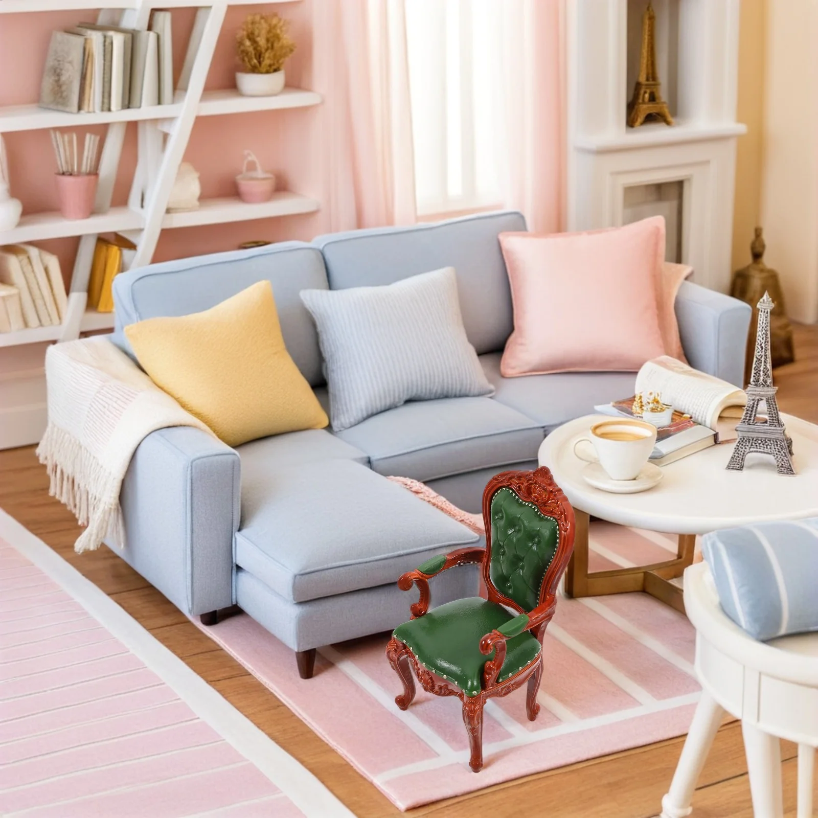 

2Pcs Miniature Vintage Wooden Armchairs Retro Style Living Room Furniture Recliner for Dollhouse Decoration 1:12 Scale Micro