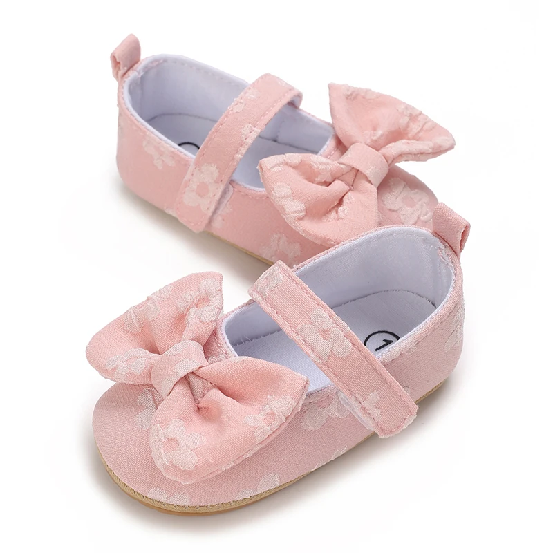 Cute newborn baby anti drop soft cloth bottom anti slip Velcro baby princess walking shoes