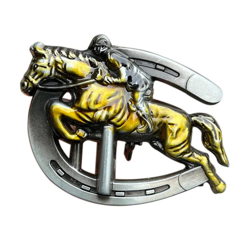 

Zinc alloy horseshoe-shaped leather belt buckle with western style