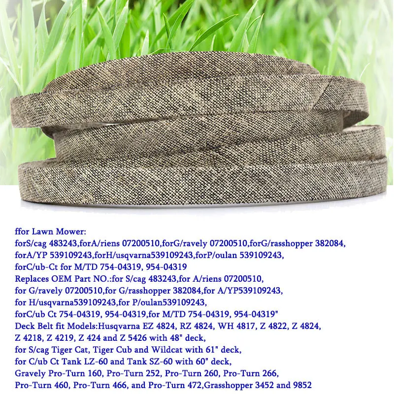 

Suitable for (B132) 0.625x135in Kevlar Cloth Triangle Belt 754 (954) -04319 Suitable for MTD CUB