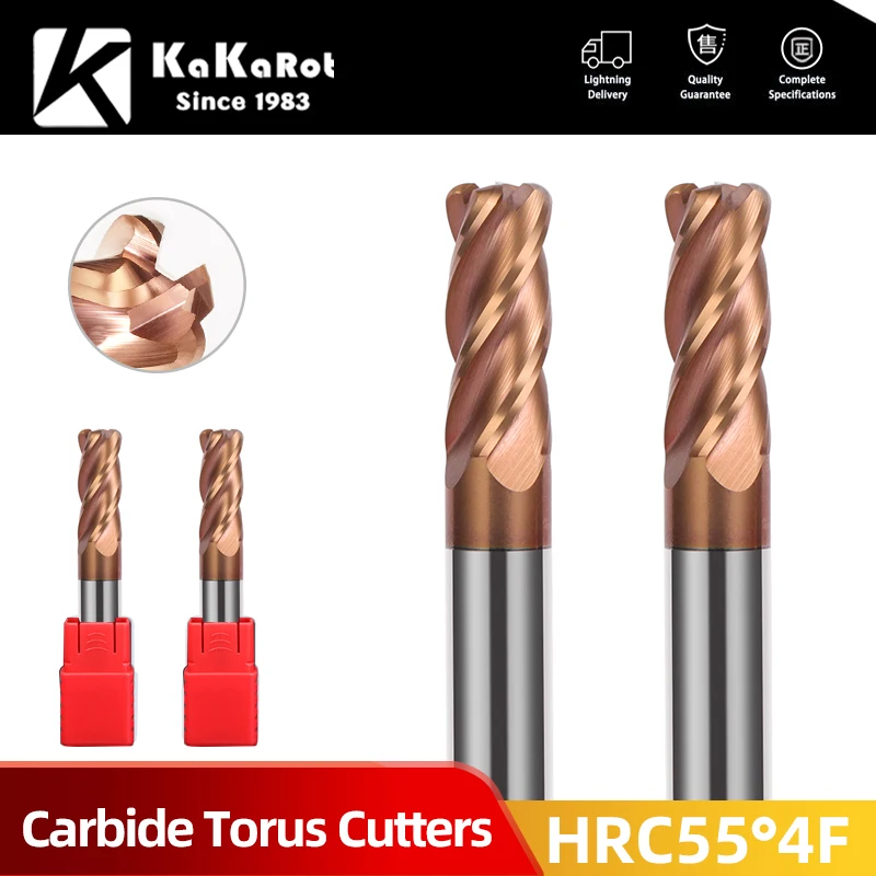 Fresa de Canto Redonda Hrc55 de Carboneto 10 R0.5 r1 Sulcos Cortador de Ferro Cnc Fresa de Extremidade Fresa de Nariz
