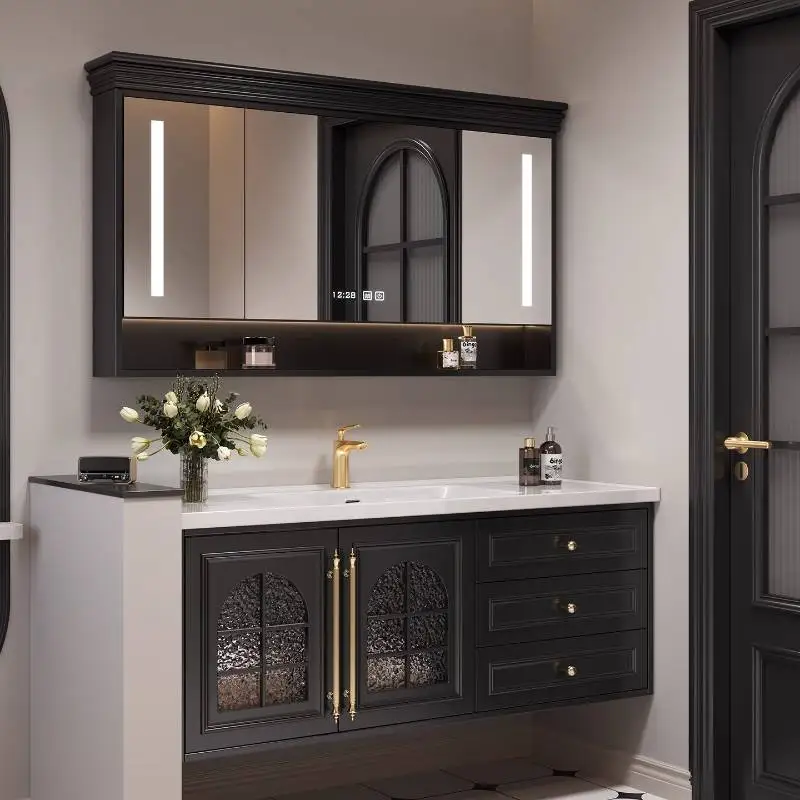 Luxury Mirror Bathroom Cabinet Wooden Undersink Small Shelf Bathroom Cabinet Storage Accessories Meuble Salle De Bain Furniture