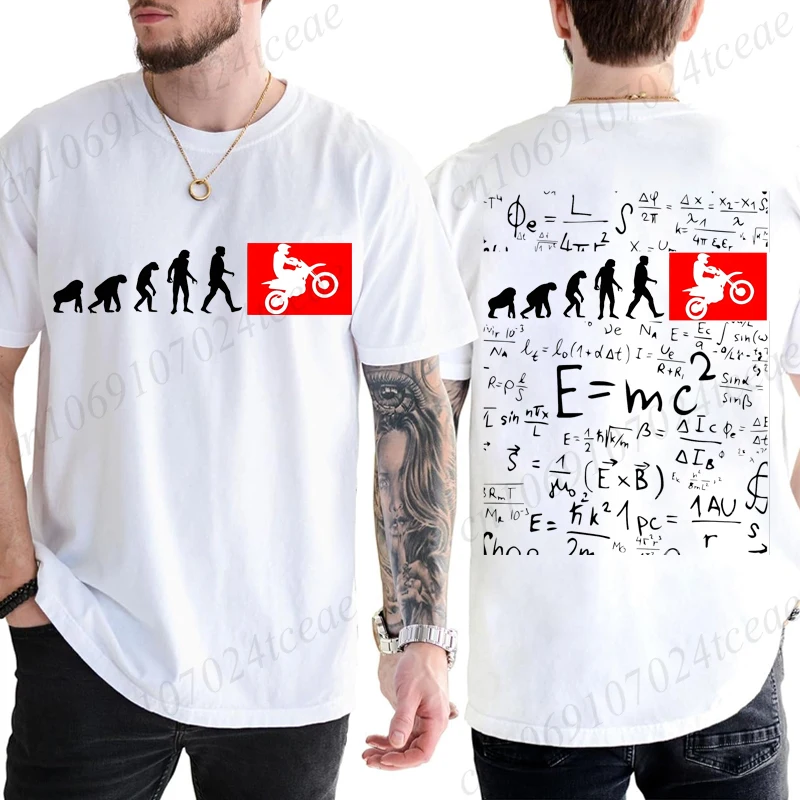 Funny Evolution Motocross T Shirt Summer Graphic Streetwear Short Sleeve Birthday Gifts DAD T-shirt Motorbike Math Mens Clothing