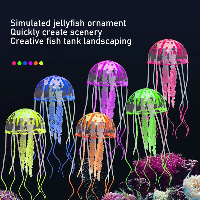 

Fish Tank Landscape Simulation Artificial Jellyfish Aquarium Landscape Decor Package Coral Water Grass Floating Fluorescence