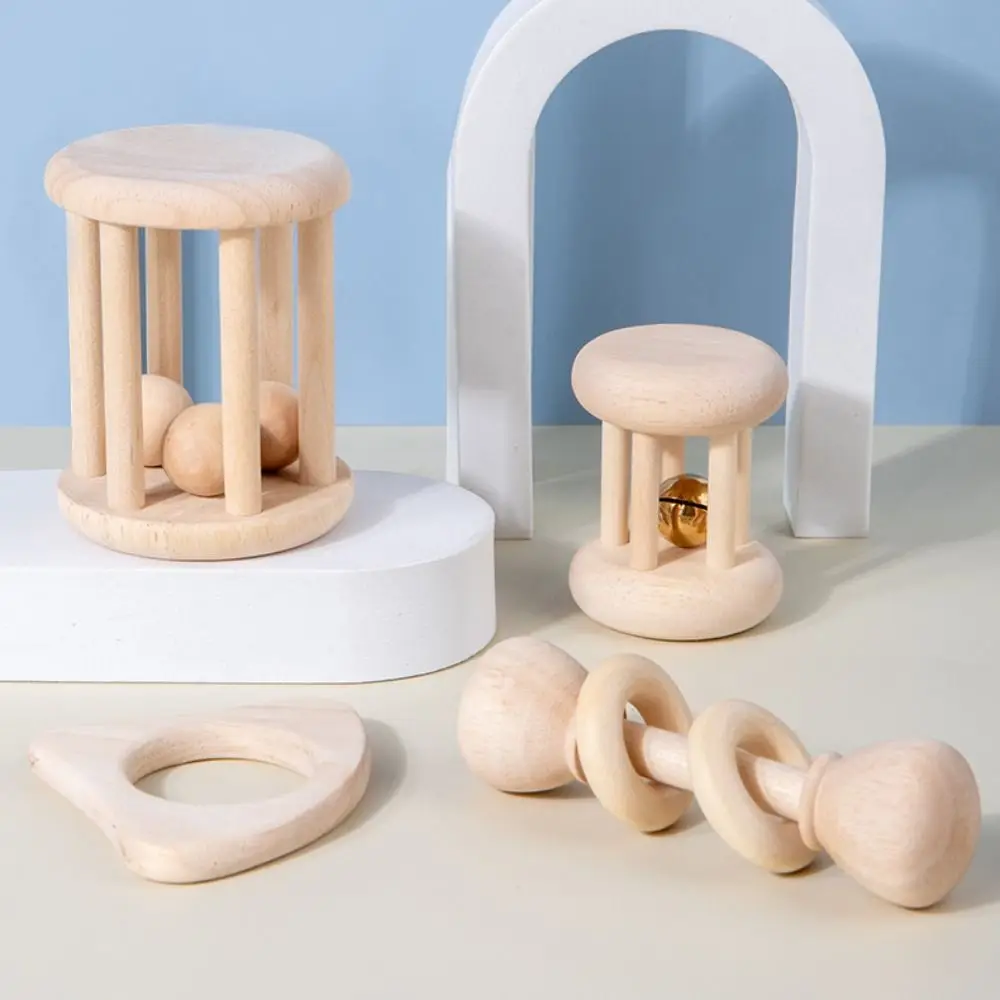 Anillos de arcoíris, sonajero de madera para bebé, juguete de Aprendizaje Temprano Montessori, sonajero Musical, juguete educativo colorido