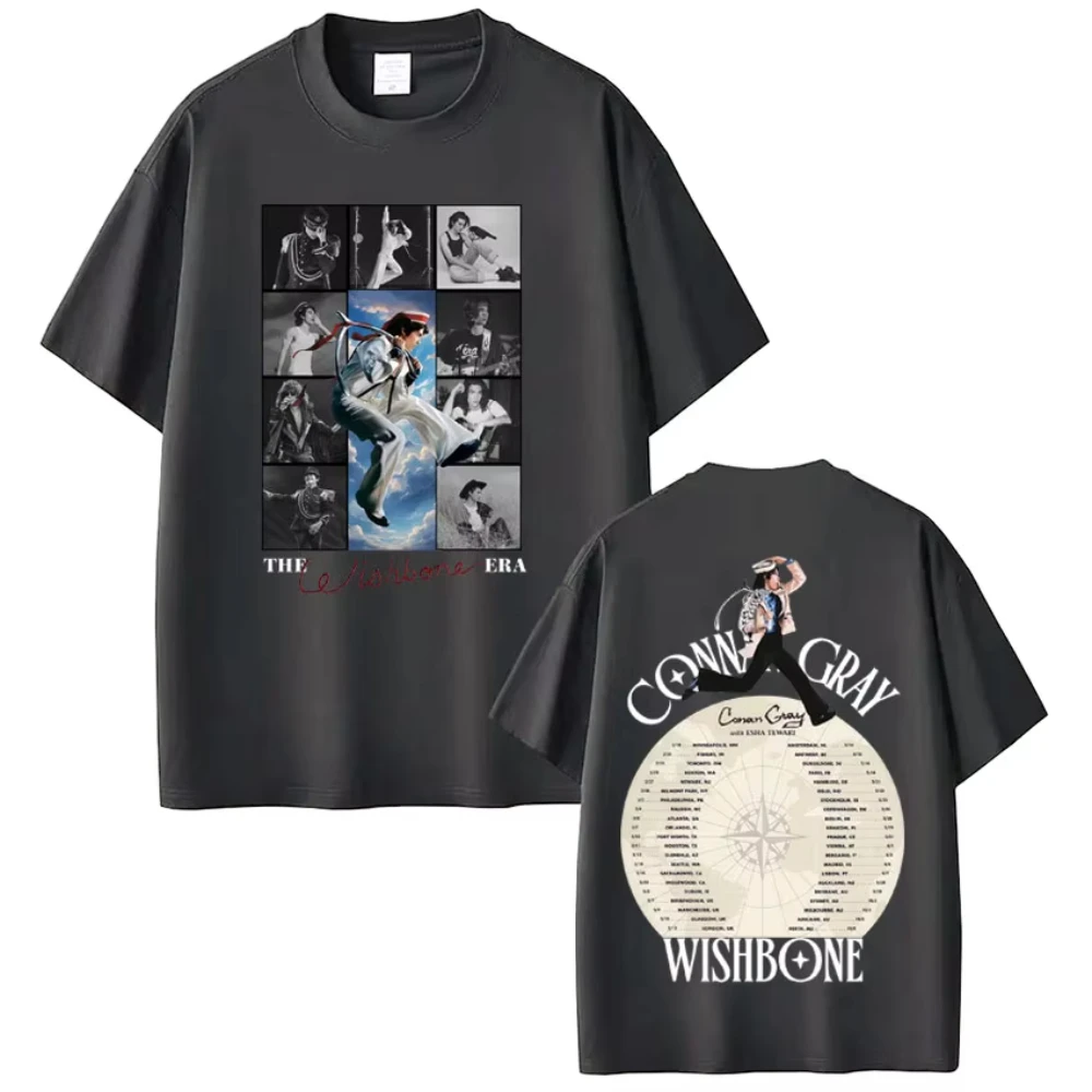 Conan Gray Wishbone World Tour 2026 Print T-shirts Summer Men Women Vintage T-shirts Summer Cotton Harajuku Casual T-shirts Tops