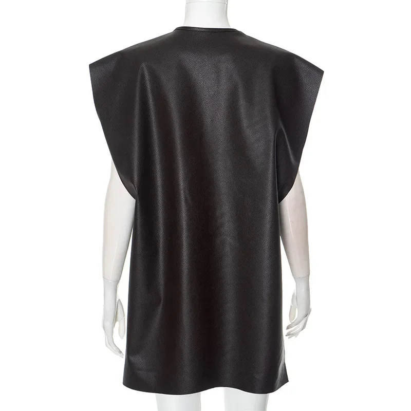 أزياء المرأة بو الجلود المتضخم تانك القمم العميق الخامس الرقبة أكمام حجم سبليت فضفاض تيز عارضة الشارع الشهير سترات كلوبوير