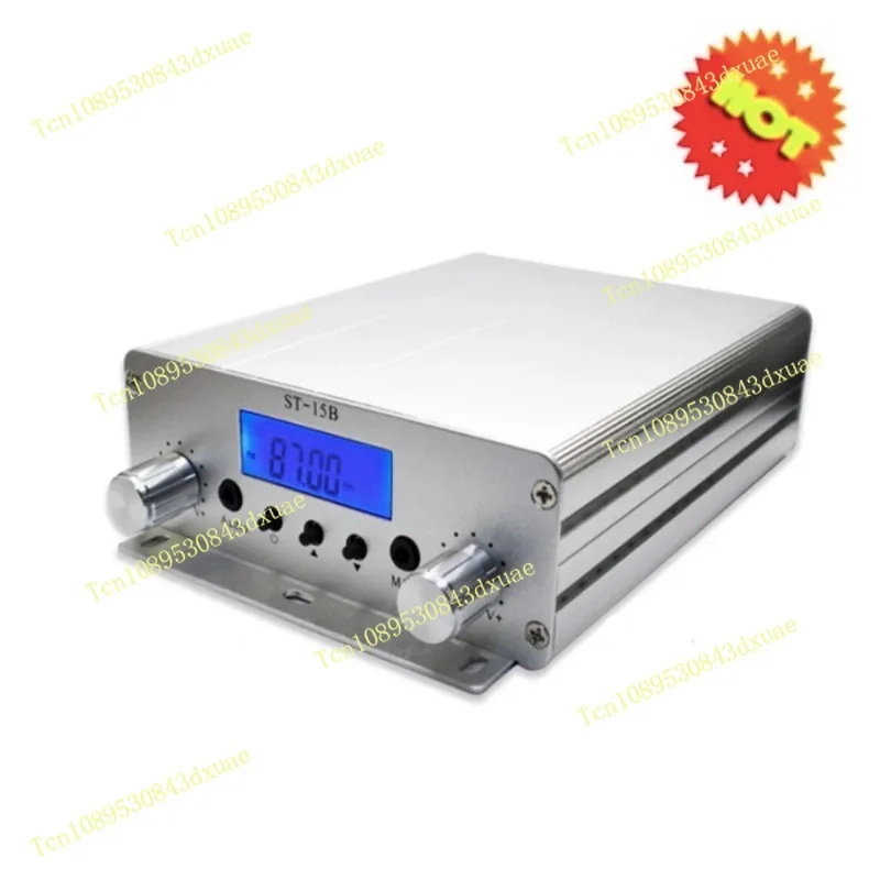 15W FM Broadcast Transmitter ST-15B Stereo PLL Radio Station 87MHz-108MHz Car Audio Amplifier Portable for Church Home Party