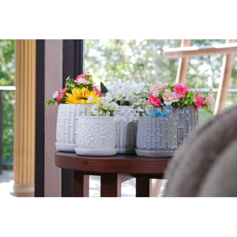 

Керамический горшок для цветов из 2 предметов, современный внутренний и открытый цветочный горшок для патио, сада или подоконников, глянцевый белый