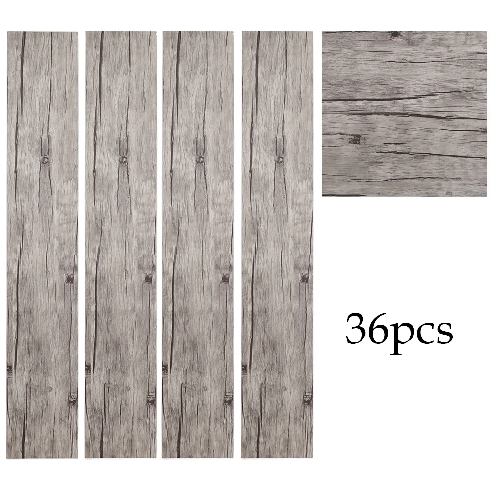 Set of 36 Planks PVC Self-stick Waterproof Floor Flooring Plank, Washed Oak White