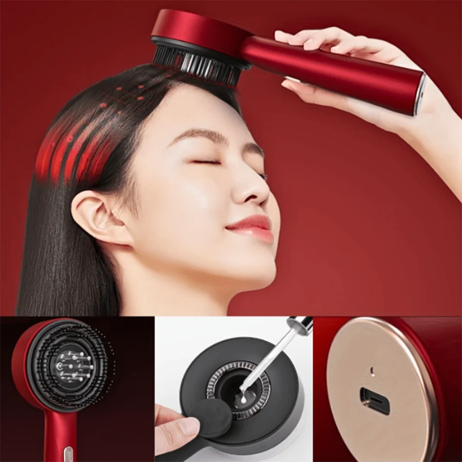 Hair growth comb, nourishes scalp, prevents hair loss，USB Rechargeable Electric Scalp Massager - 3 Modes, Liquid Infusion, Ergon