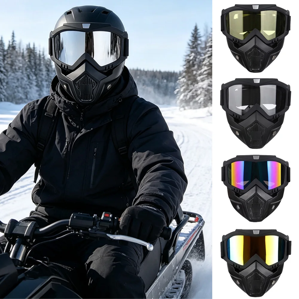 Anti‑Impact Detachable Face Mask Goggle for Dirt Bike ATV Snowmobile Winter Cross‑Country Riding for Outdoor Riders Ventilated