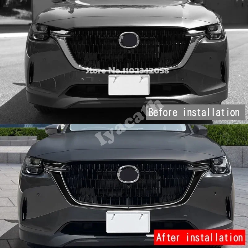 For Mazda CX-60 CX60 CX-80 CX80 CX-90 CX90 2022 2023 2024 2025 ABS Black Front Fog Lights Cover Head Headlights Lamp Stickers