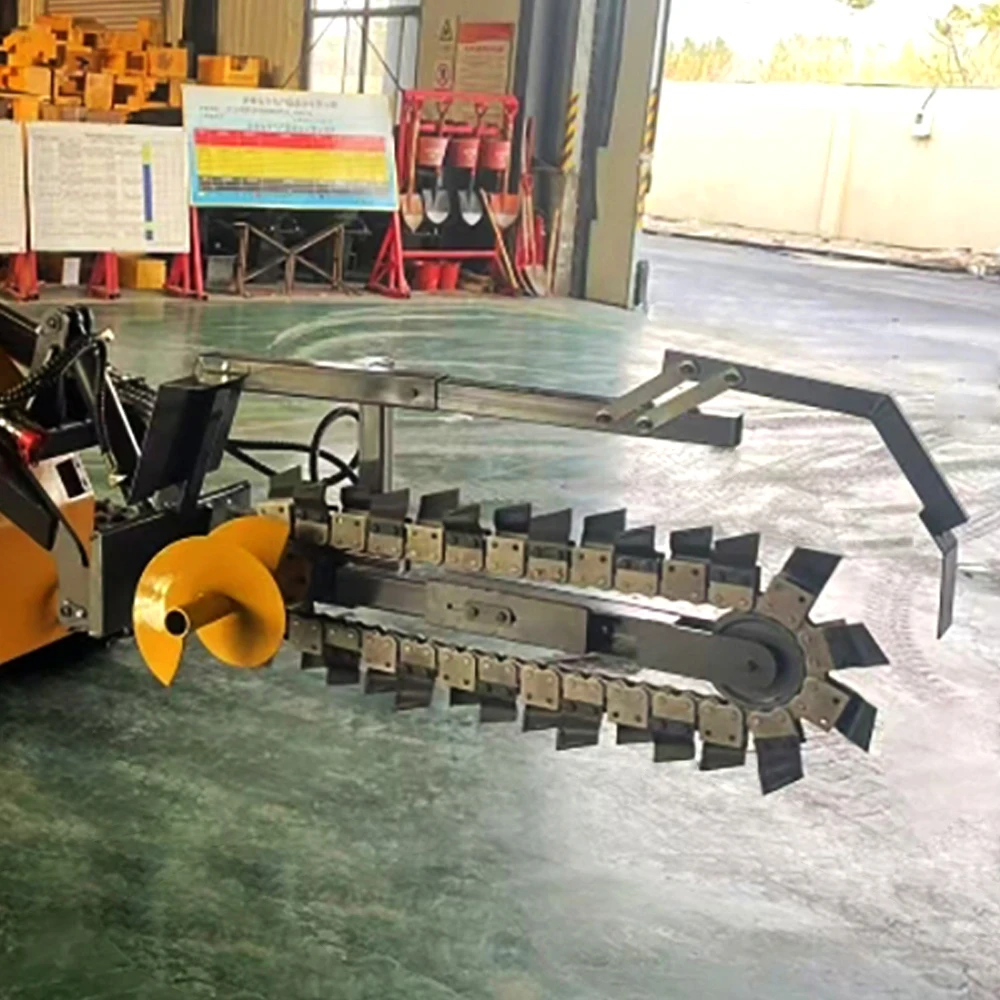 SMT Skid Steer Loader Trencher Attachment Hydraulic Chain Trencher with Motor High Quality 100mm Working Width for Agriculture