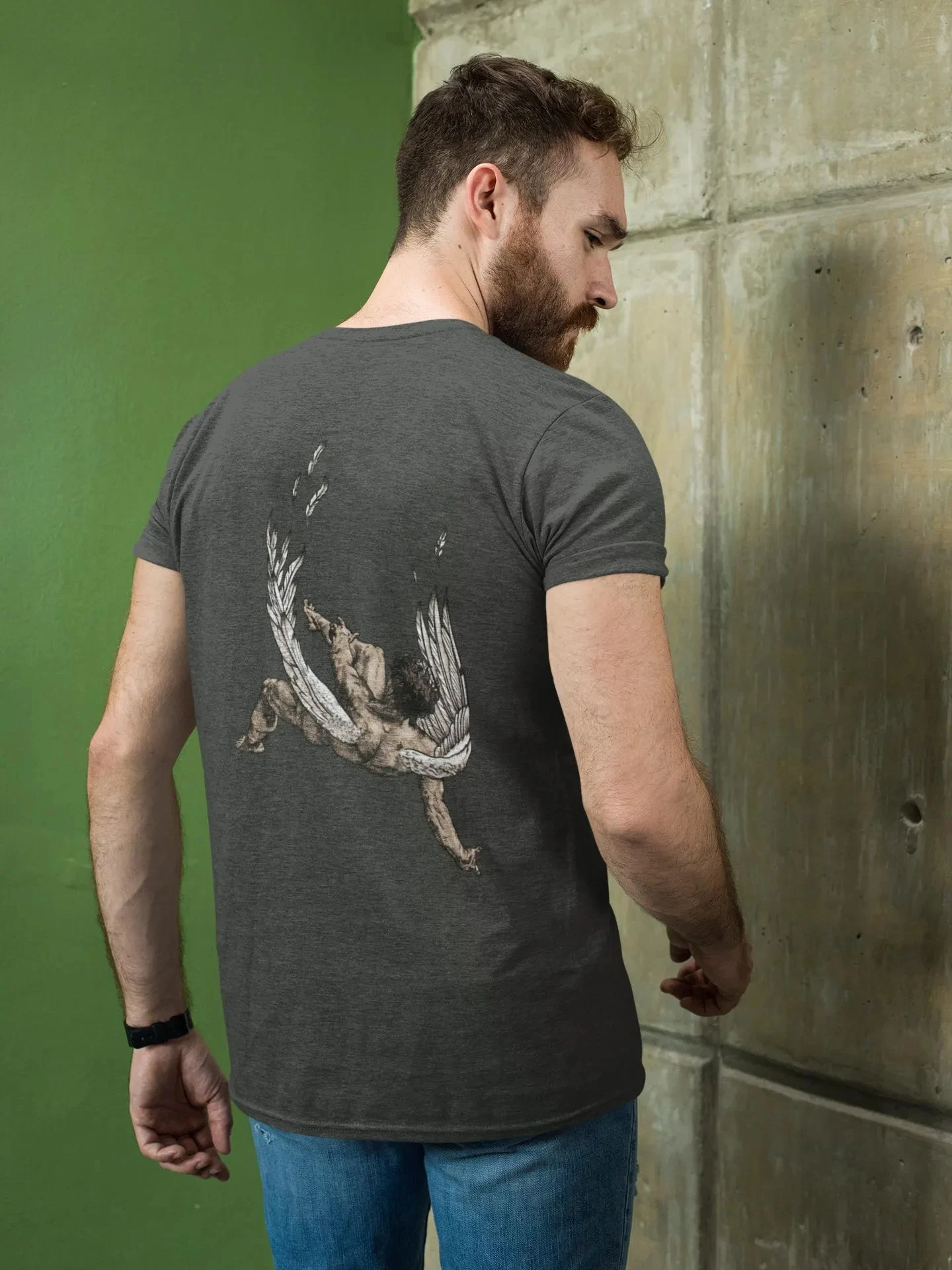 تي شيرت صيفي أنيق جديد من Street Icarus Falling Mythology - فن الأسطورة اليونانية الفريدة من نوعها بواسطة Symes Creations تي شيرت رجالي #3